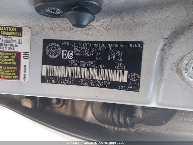 2T1BURHE2EC022631 Toyota Corolla S