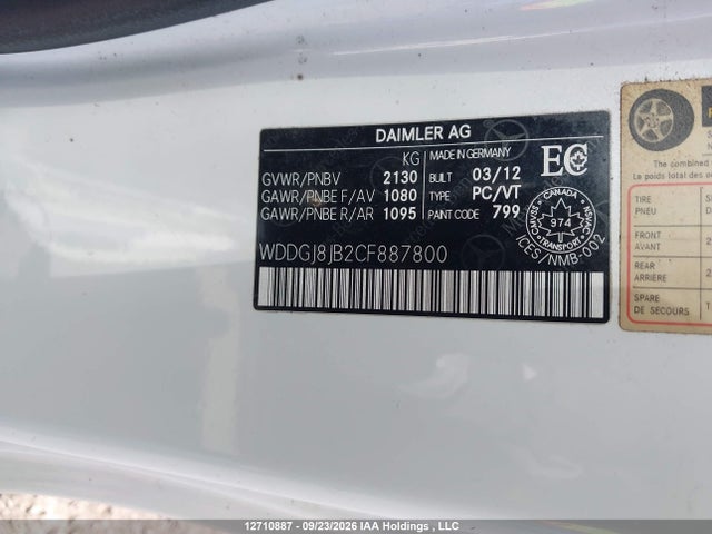Aukcja sprzedaży 2012 Mercedes-benz C 350 4matic, vin: WDDGJ8JB2CF887800, numer aukcji: 12710887