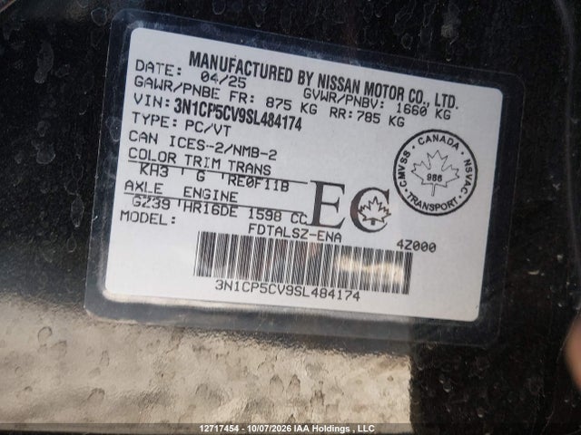 Nissan Kicks Play Sv 2025 3N1CP5CV9SL484174 Image 9
