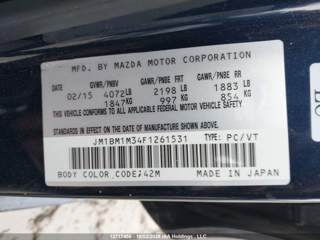 Mazda Mazda3 Gt 2015 JM1BM1M34F1261531 Image 17