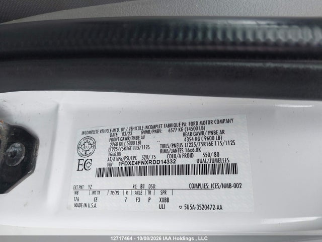 2024 Ford Econoline E450 Super Duty Cutaway Van მანქანა იყიდება აუქციონზე, vin: 1FDXE4FNXRDD14332, აუქციონის ნომერი: 12717464