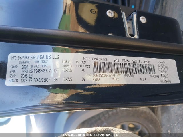 Aukcja sprzedaży 2019 Jeep Cherokee Trailhawk, vin: 1C4PJMBX2KD170076, numer aukcji: 12717469