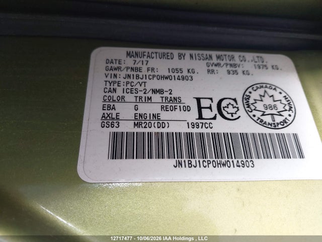 Продажа на аукционе авто 2017 Nissan Qashqai S/sv, vin: JN1BJ1CP0HW014903, номер лота: 12717477