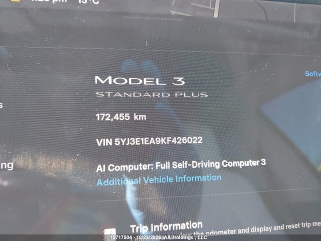 12717504 :رقم المزاد ، 5YJ3E1EA9KF426022 vin ، 2019 Tesla Model 3 Long Range/mid Range/standard Range/standard Range Plus مزاد بيع