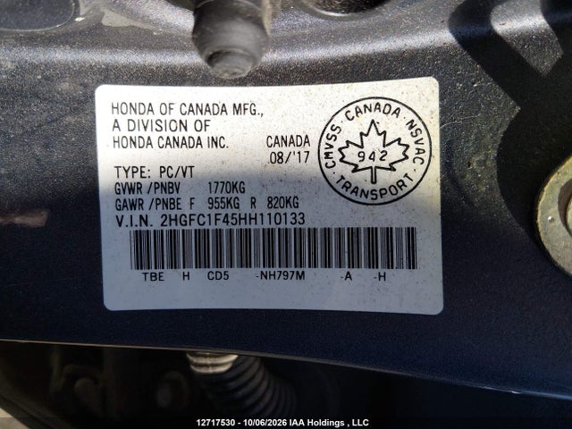 Honda CIVIC EX 2017 2HGFC1F45HH110133 Image 9