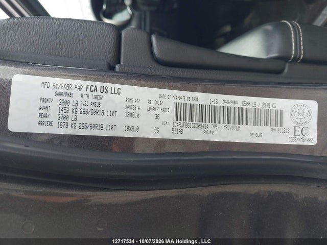 12717534 :رقم المزاد ، 1C4RJFBG1GC309454 vin ، 2016 Jeep Grand Cherokee Limited مزاد بيع