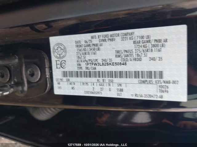 Ford F150 Xlt 2025 1FTFW3L82SKE50848 Image 9