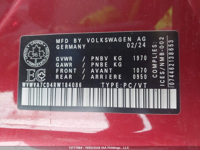 WVWVA7CD4RW184086 Volkswagen Gti Autobahn