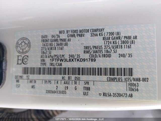 Ford F150 Xlt 2026 1FTFW3L8XTKD91789 Image 18