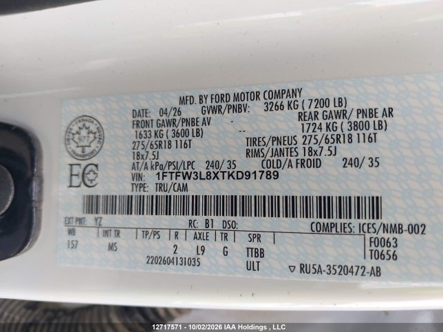 Ford F150 Xlt 2026 1FTFW3L8XTKD91789 Image 9
