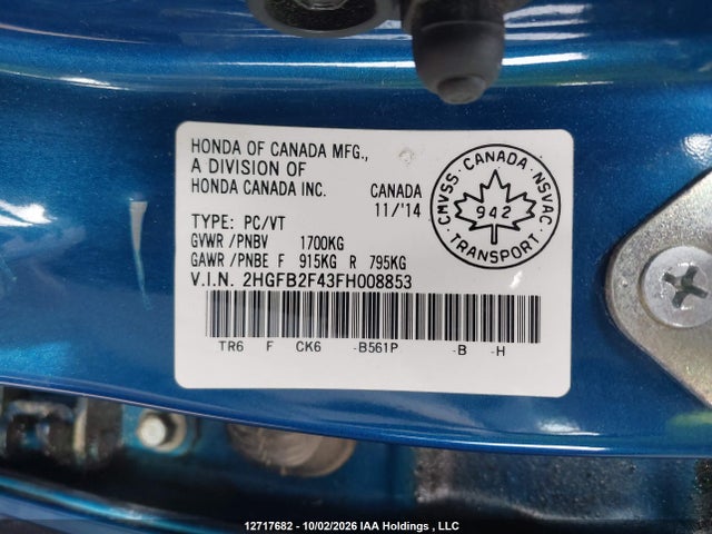2HGFB2F43FH008853 Honda Civic Lx