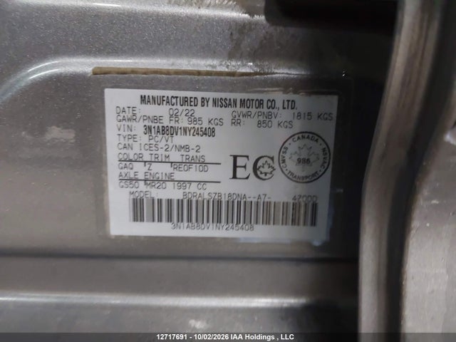 3N1AB8DV1NY245408 Nissan Sentra