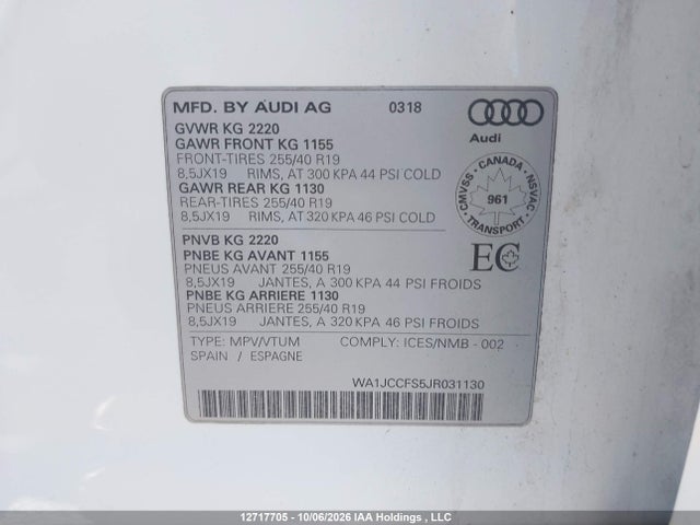 Audi A3 Quattro 2018 WA1JCCFS5JR031130 Image 9