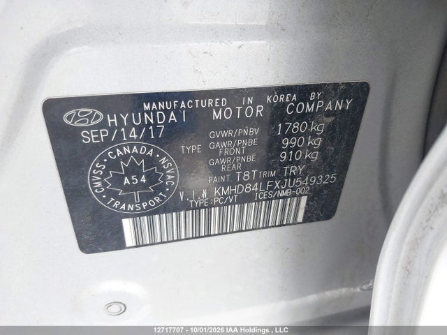Продажа на аукционе авто 2018 Hyundai Elantra Gl, vin: KMHD84LFXJU549325, номер лота: 12717707