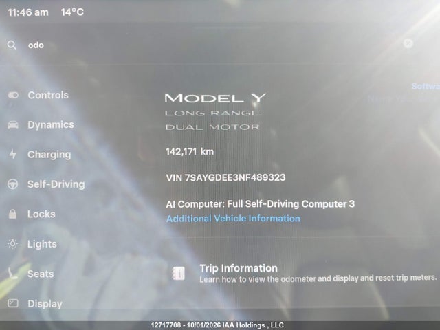 Aukcja sprzedaży 2022 Tesla Model Y, vin: 7SAYGDEE3NF489323, numer aukcji: 12717708