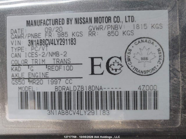 Nissan Sentra 2020 3N1AB8CV4LY291183 Image 19