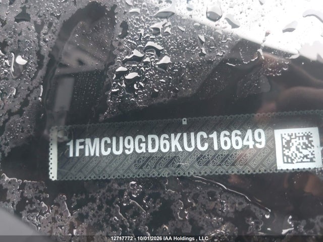 2019 Ford Escape Se მანქანა იყიდება აუქციონზე, vin: 1FMCU9GD6KUC16649, აუქციონის ნომერი: 12717772