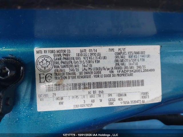 1FADP3K20EL256499 Ford Focus