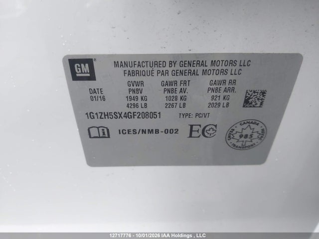 1G1ZH5SX4GF208051 Chevrolet Malibu Premier