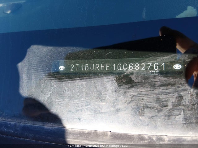 2T1BURHE1GC682761 Toyota Corolla L/le/le Pls/prm/s/s Pls