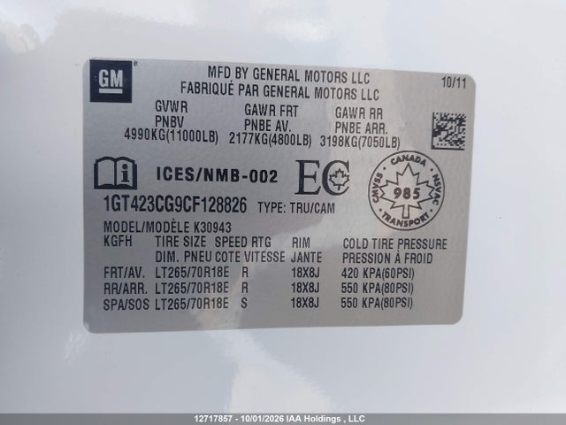 Продажа на аукционе авто 2012 Gmc Sierra K3500 Sle, vin: 1GT423CG9CF128826, номер лота: 12717857