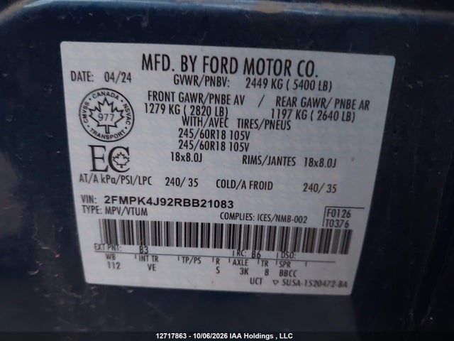 2FMPK4J92RBB21083 Ford EDGE SEL