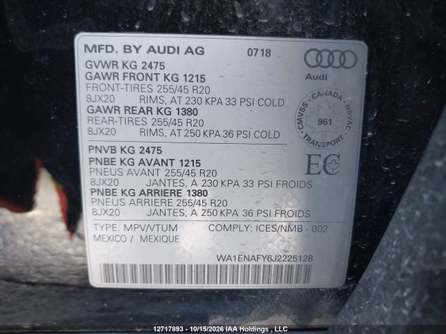 Audi Q5 2.0t Progressiv 2018 WA1ENAFY6J2225128 Image 19