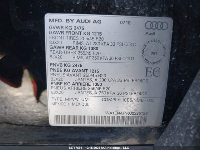 Audi Q5 2.0t Progressiv 2018 WA1ENAFY6J2225128 Image 9