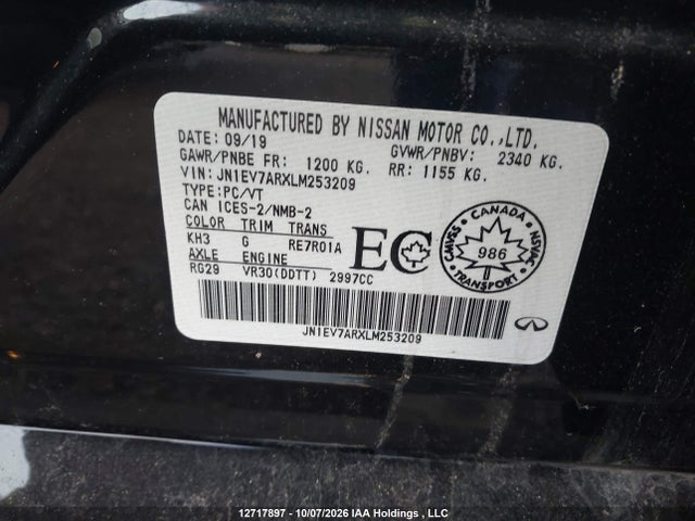Aukcja sprzedaży 2020 Infiniti Q50 Pure/luxe/sport/edition 30, vin: JN1EV7ARXLM253209, numer aukcji: 12717897