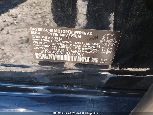 BMW X5 Xdrive35i 2018 5UXKR0C52JL072807 Image 9
