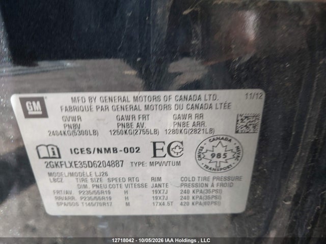 Продаж на аукціоні авто 2013 Gmc Terrain Slt, vin: 2GKFLXE35D6204887, номер лоту: 12718042