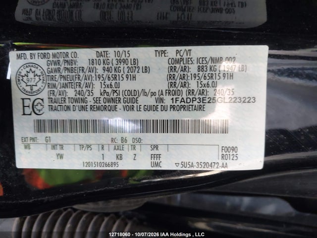Ford FOCUS S 2016 1FADP3E25GL223223 Image 18