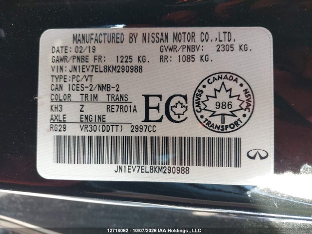 Aukcja sprzedaży 2019 Infiniti Q60 3.0t Luxe/3.0t Sport, vin: JN1EV7EL8KM290988, numer aukcji: 12718062
