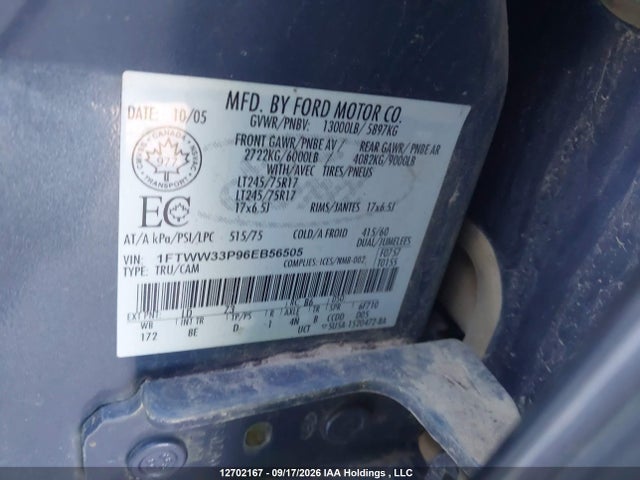 Aukcja sprzedaży 2006 Ford F-350 Lariat/xl/xlt, vin: 1FTWW33P96EB56505, numer aukcji: 12702167