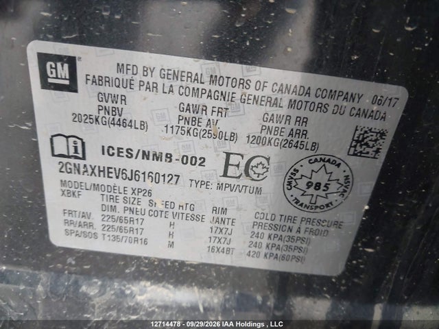 2018 Chevrolet Equinox Ls მანქანა იყიდება აუქციონზე, vin: 2GNAXHEV6J6160127, აუქციონის ნომერი: 12714478