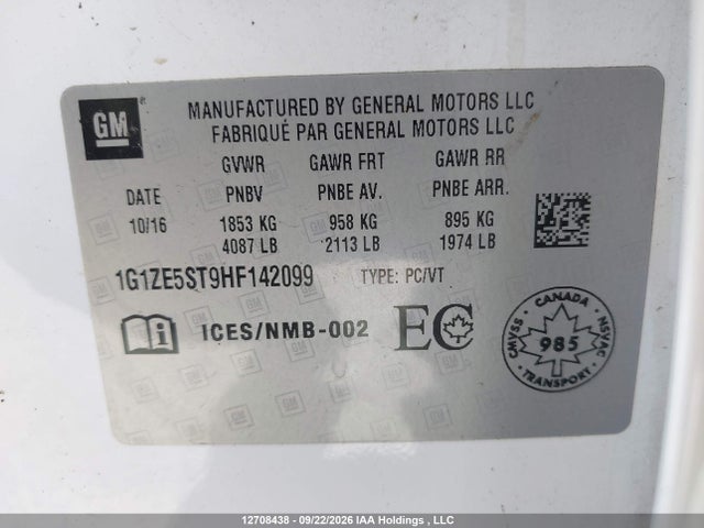 Chevrolet MALIBU 1LT 2017 1G1ZE5ST9HF142099 Image 18
