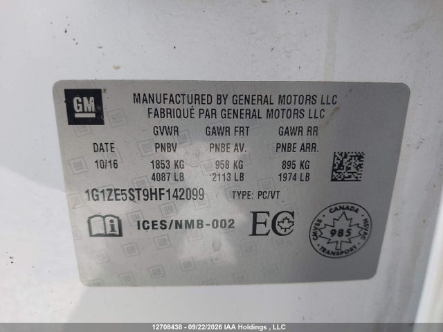 Chevrolet MALIBU 1LT 2017 1G1ZE5ST9HF142099 Image 9