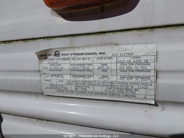 Продаж на аукціоні авто 2005 Gulf Stream Gulf Stream, vin: 1NL1GTR2X61077980, номер лоту: 12718077
