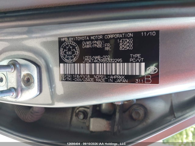Auction sale of the 2011 Toyota Yaris Le, vin: JTDKT4K39B5332295, lot number: 12698404