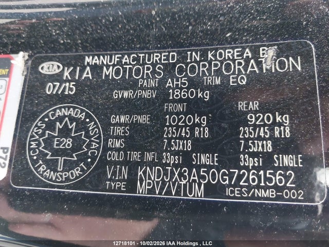 KNDJX3A50G7261562 KIA Soul Ex/ex+/ex+ Eco/sport Special Edition/sx/sx Luxury/urban Special Edition