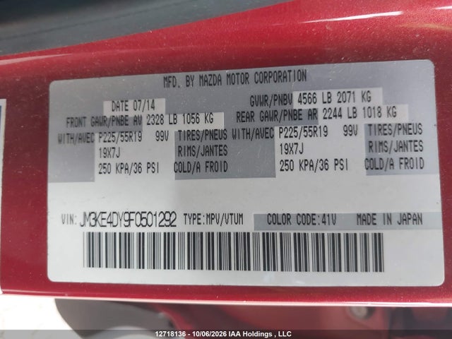 JM3KE4DY9F0501292 Mazda CX-5 GT