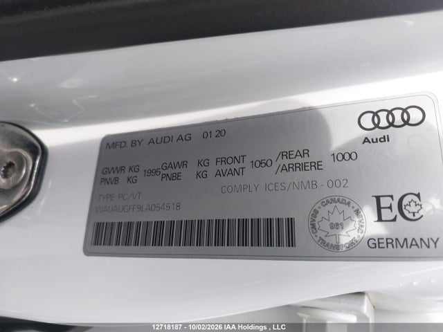 Audi A3 PREMIUM 2020 WAUAUGFF9LA054518 Image 9