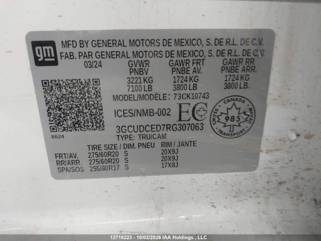 3GCUDCED7RG307063 Chevrolet Silverado K1500 Trail Boss Custom