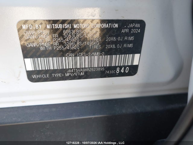 JA4T5VA9XRZ623895 Mitsubishi Outlander Phev Le/sel