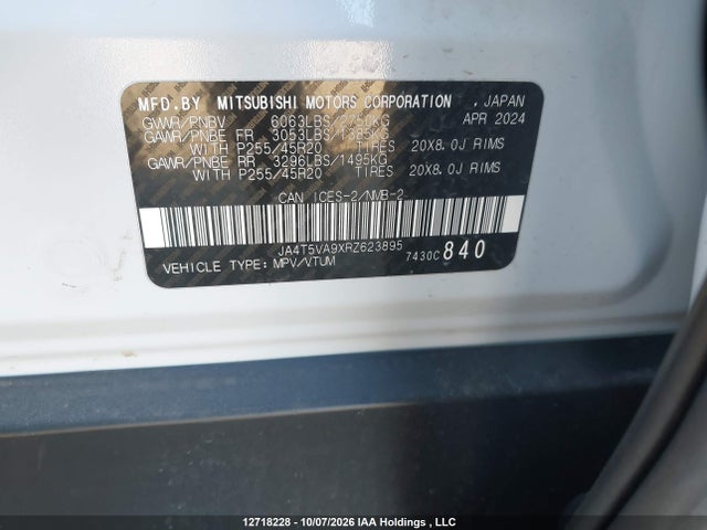 JA4T5VA9XRZ623895 Mitsubishi Outlander Phev Le/sel