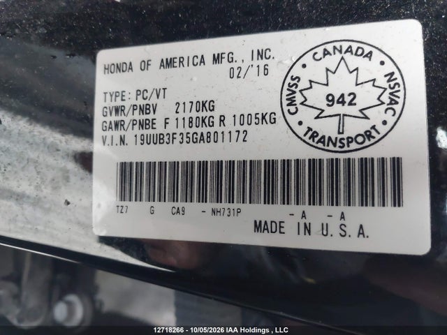 Продаж на аукціоні авто 2016 Acura Tlx, vin: 19UUB3F35GA801172, номер лоту: 12718266
