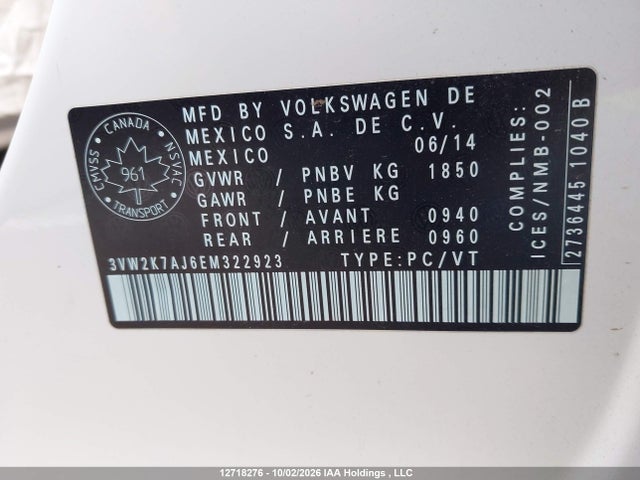 Volkswagen Jetta 2014 3VW2K7AJ6EM322923 Image 9