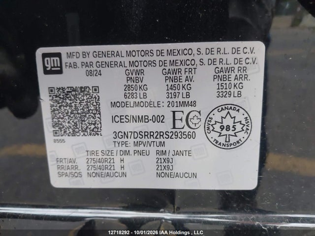 12718292 :رقم المزاد ، 3GN7DSRR2RS293560 vin ، 2024 Chevrolet Equinox 2rs مزاد بيع