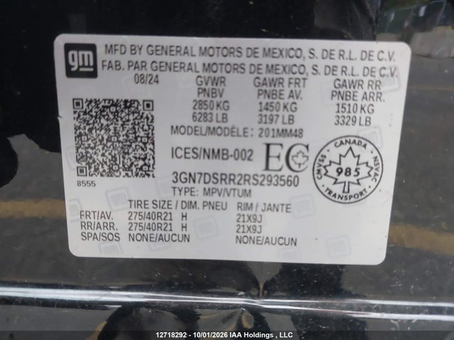 12718292 :رقم المزاد ، 3GN7DSRR2RS293560 vin ، 2024 Chevrolet Equinox 2rs مزاد بيع