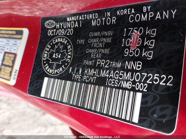 12718320 :رقم المزاد ، KMHLM4AG5MU072522 vin ، 2021 Hyundai Elantra Essential Ivt With Hyundai Smartsense Package مزاد بيع